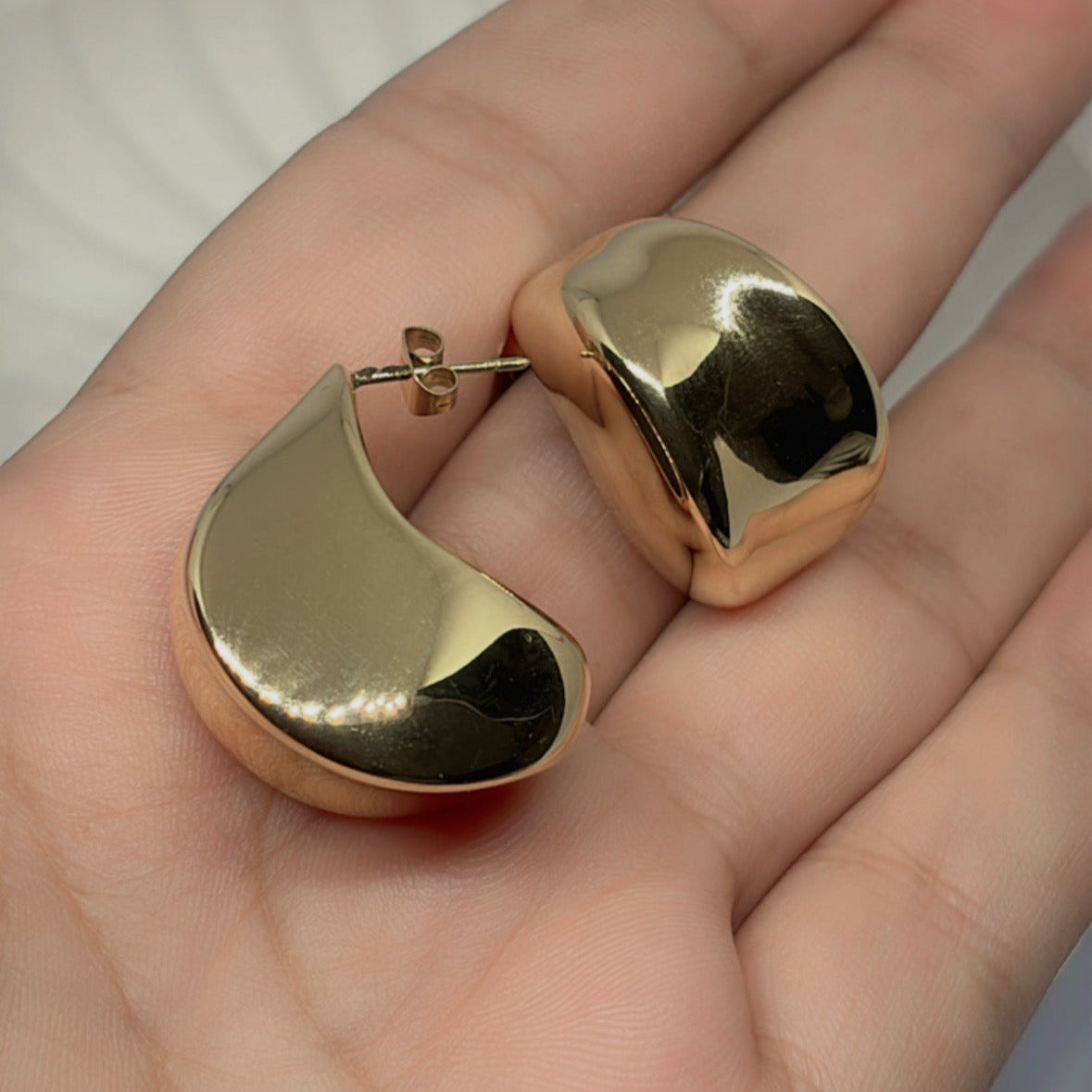Sculpted Gold Huggie Hoop Earrings