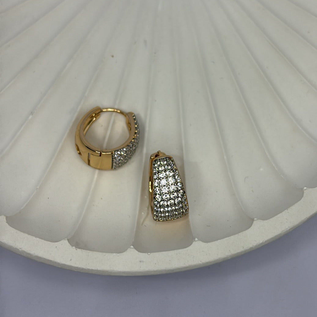 Pave Sparkle Hoop Earrings (Rose Gold)