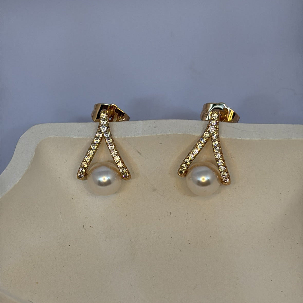 Elegant Pearl & Pave Drop Earrings