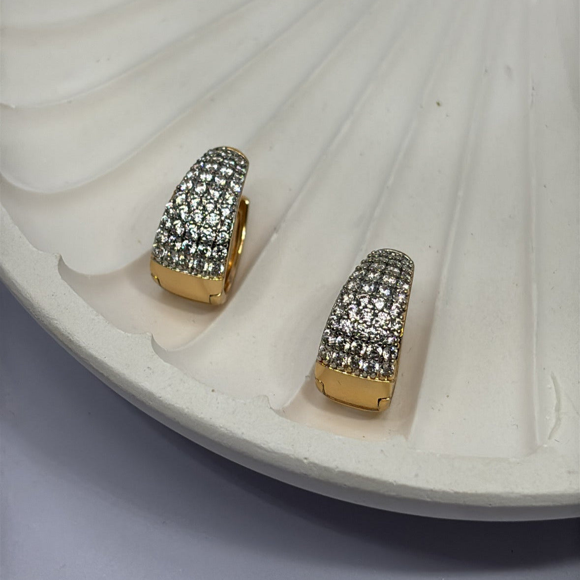 Pave Sparkle Hoop Earrings (Rose Gold)