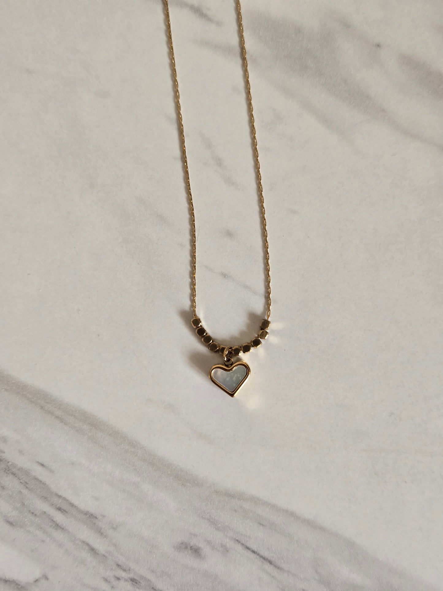 Luxe Beaded Heart Necklace (Gold)