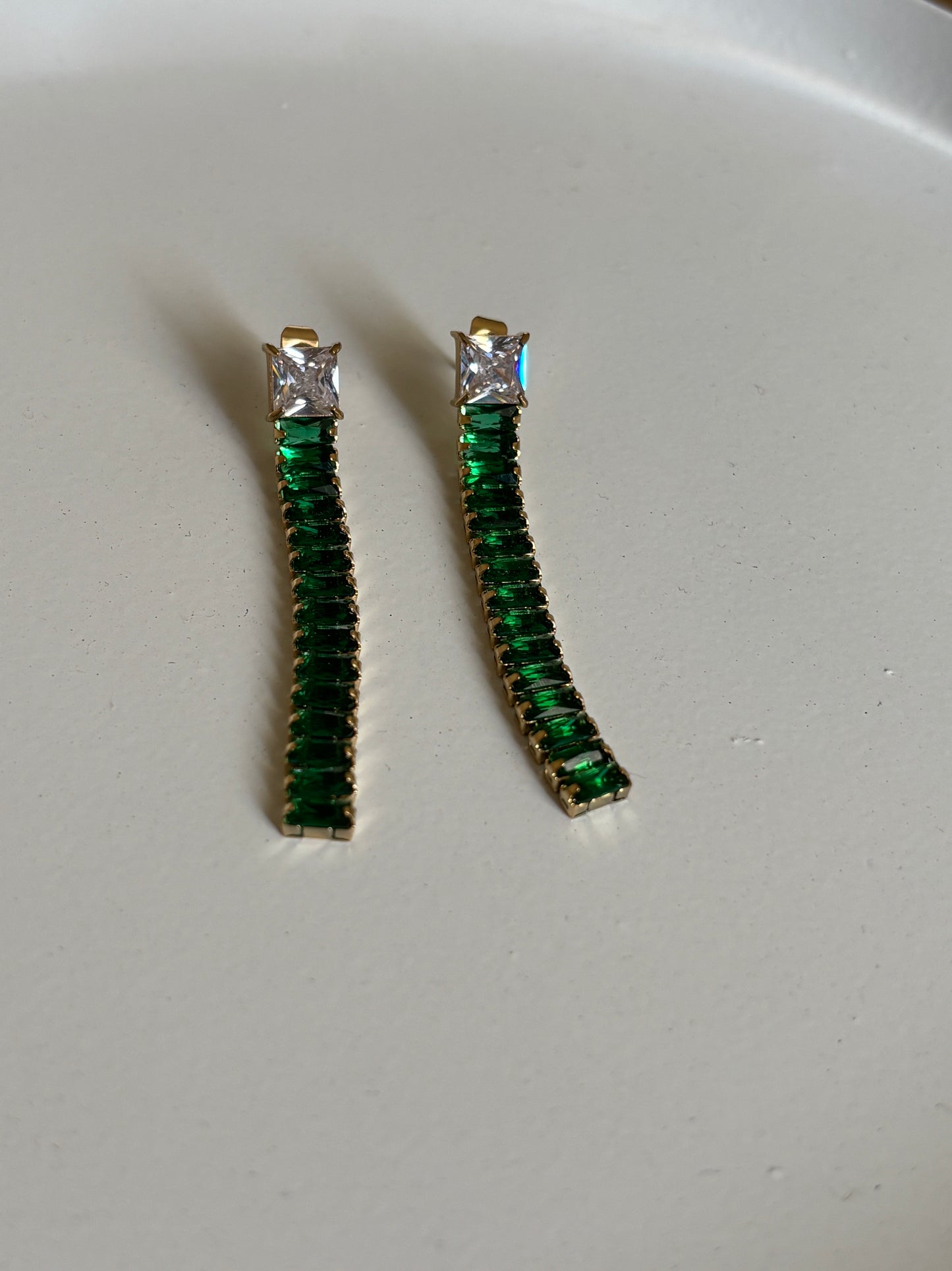 Emerald Tennis Earrings (Gold)