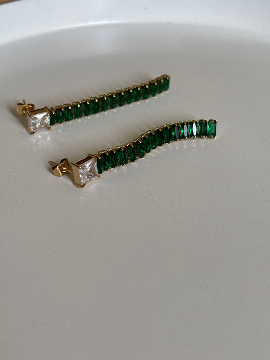 Emerald Tennis Earrings (Gold)