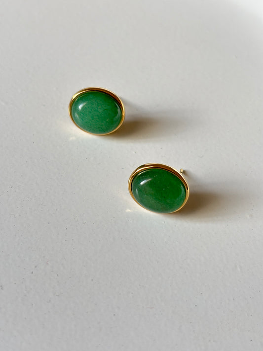 Emerald Matte Studs Earrings  (Gold)