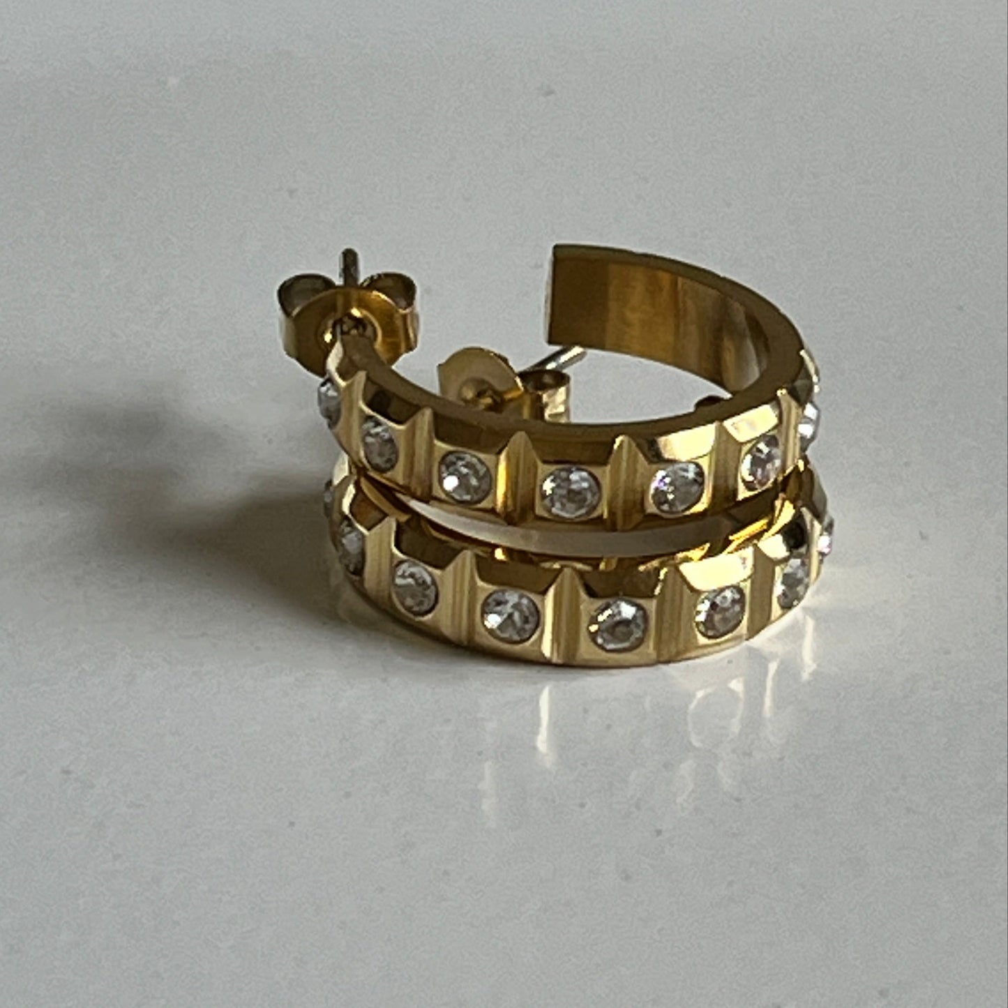 Stud Luxe Hoops Earrings (Gold)