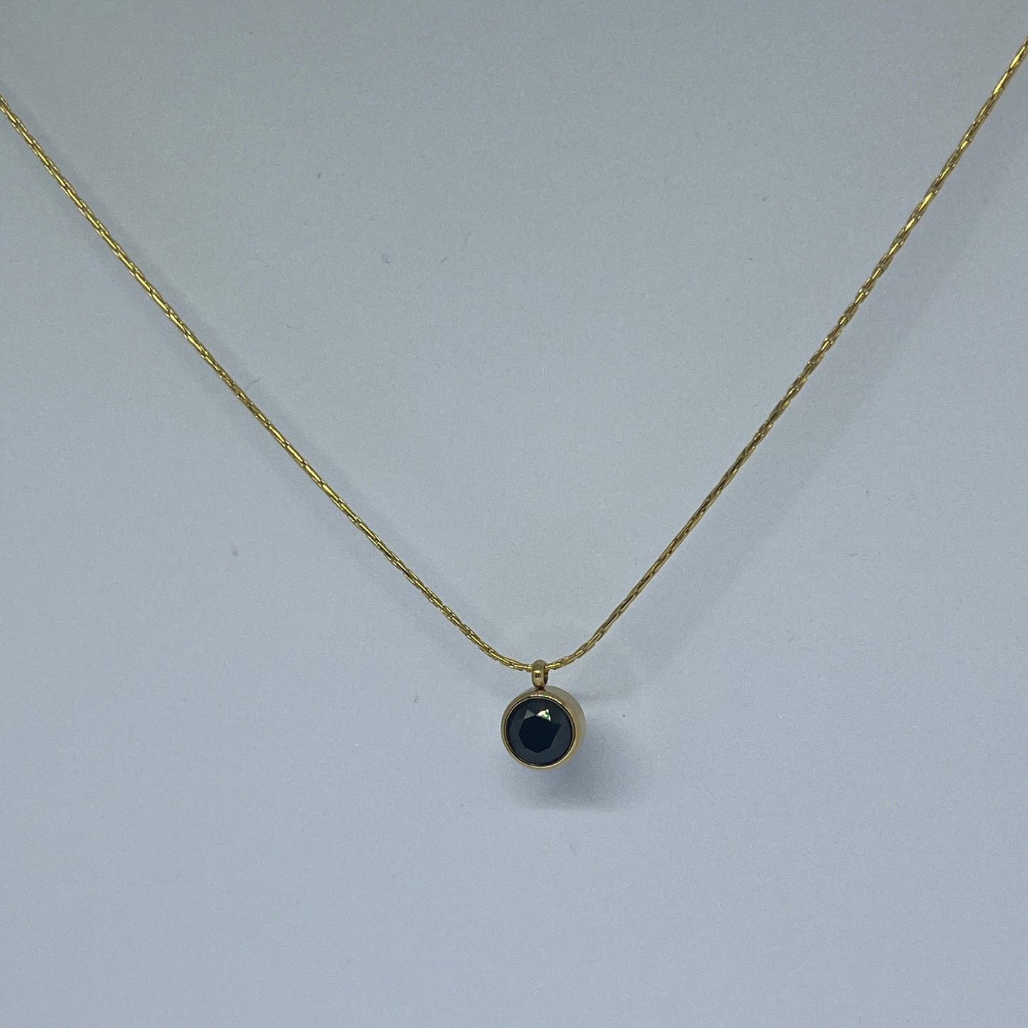 Midnight Sparkle Solitaire Necklace (Gold)