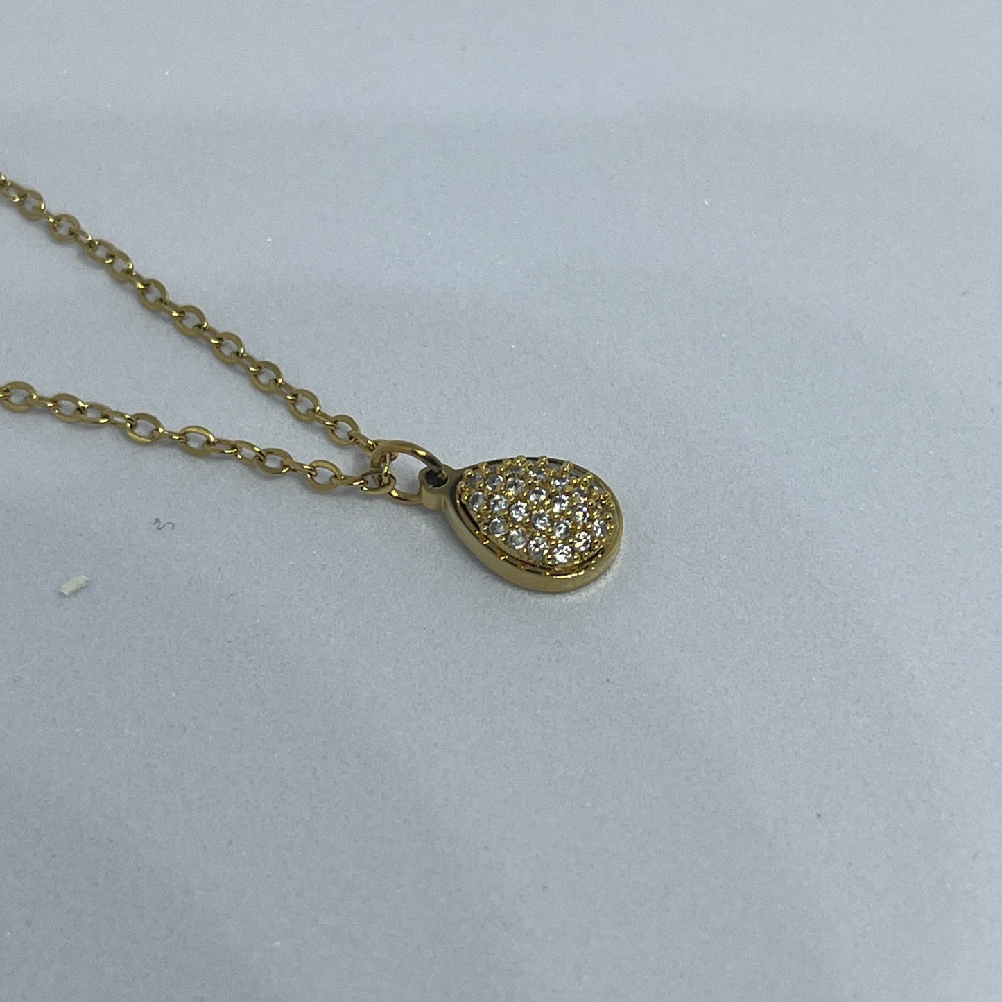 Dainty Pave Teardrop Necklace (Gold)