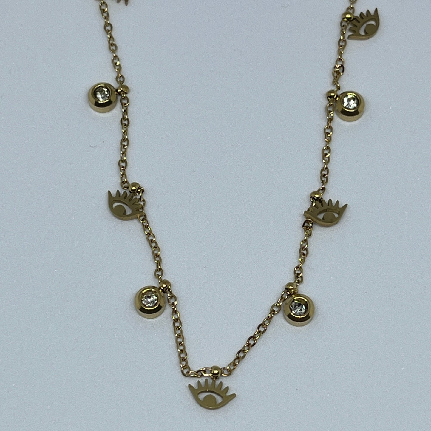 Evil Eye Charm Necklace (Gold)