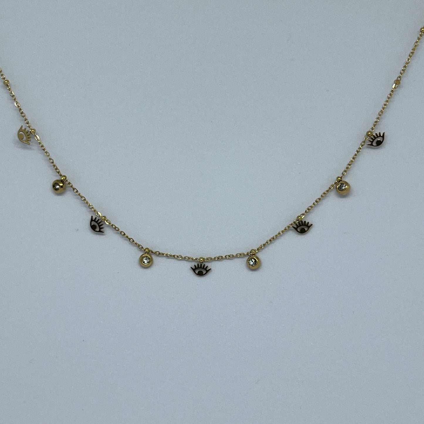 Evil Eye Charm Necklace (Gold)