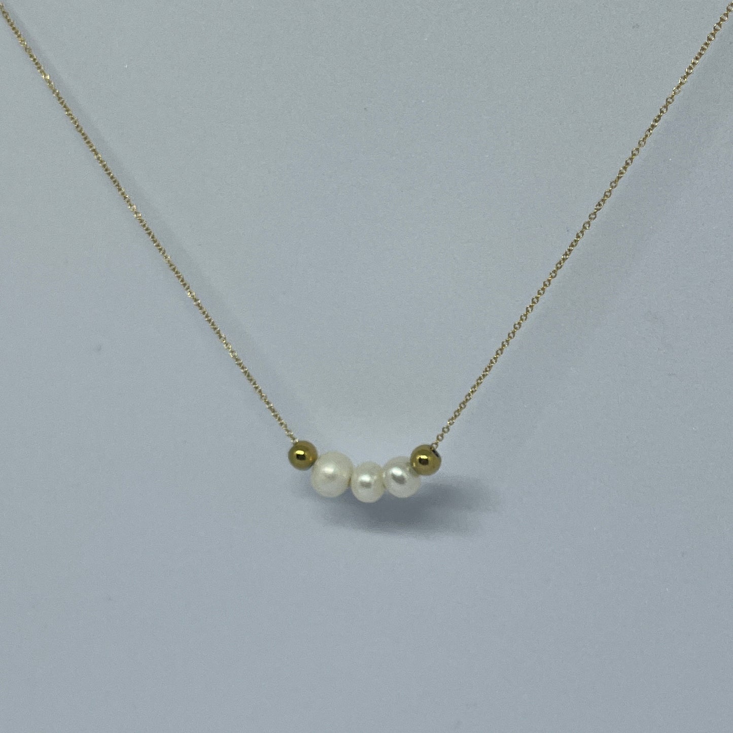 Pearl & Gold Bead Harmony Necklace (Gold)