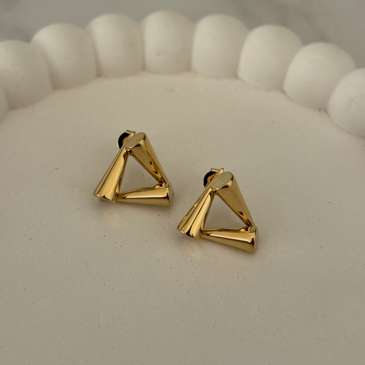 Geo Luxe Studs Earrings (Gold)