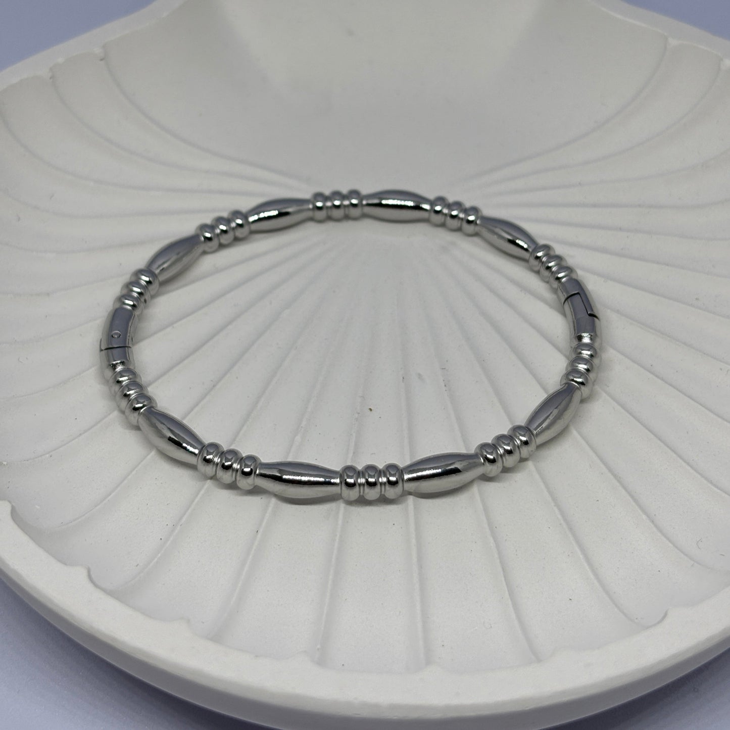 Sterling Silver Beaded Bangle Bracelet