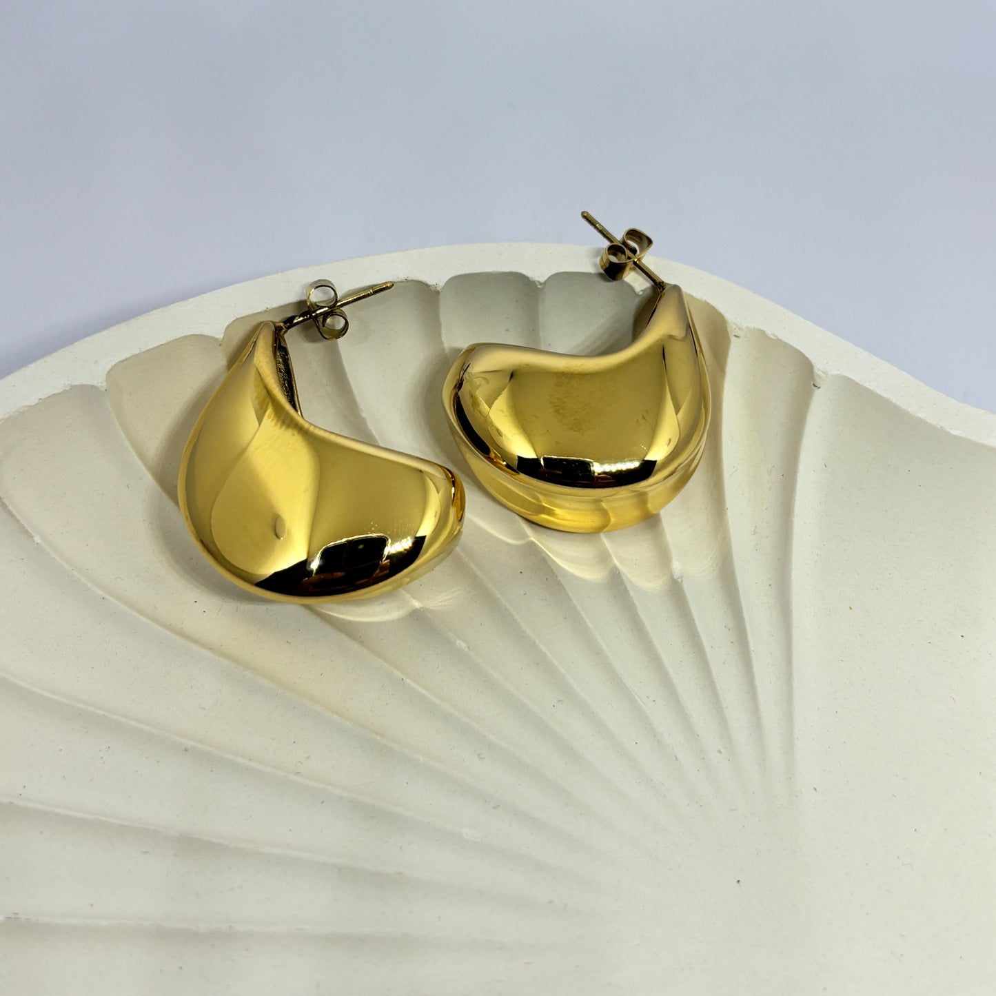 Sculpted Gold Huggie Hoop Earrings
