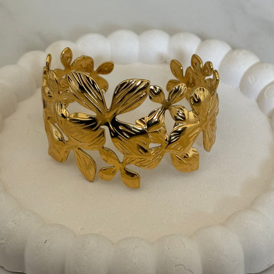 Blossom Vine Cuff Bracelet (Gold)