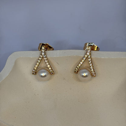 Elegant Pearl & Pave Drop Earrings
