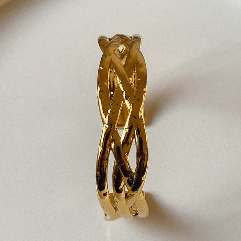 Interwoven Gold Cuff Bracelet