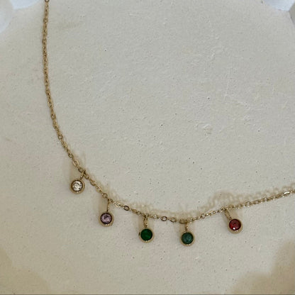 Rainbow Drops Necklace (Gold)