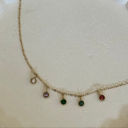Rainbow Drops Necklace (Gold)