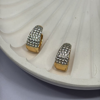 Pave Sparkle Hoop Earrings (Rose Gold)