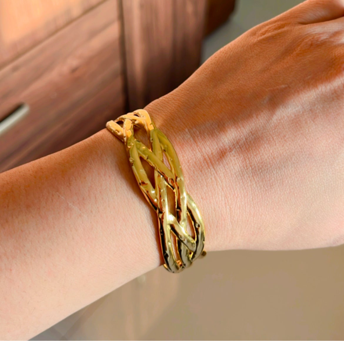Interwoven Gold Cuff Bracelet