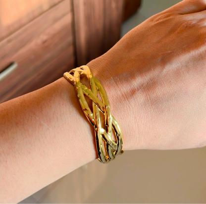 Interwoven Gold Cuff Bracelet