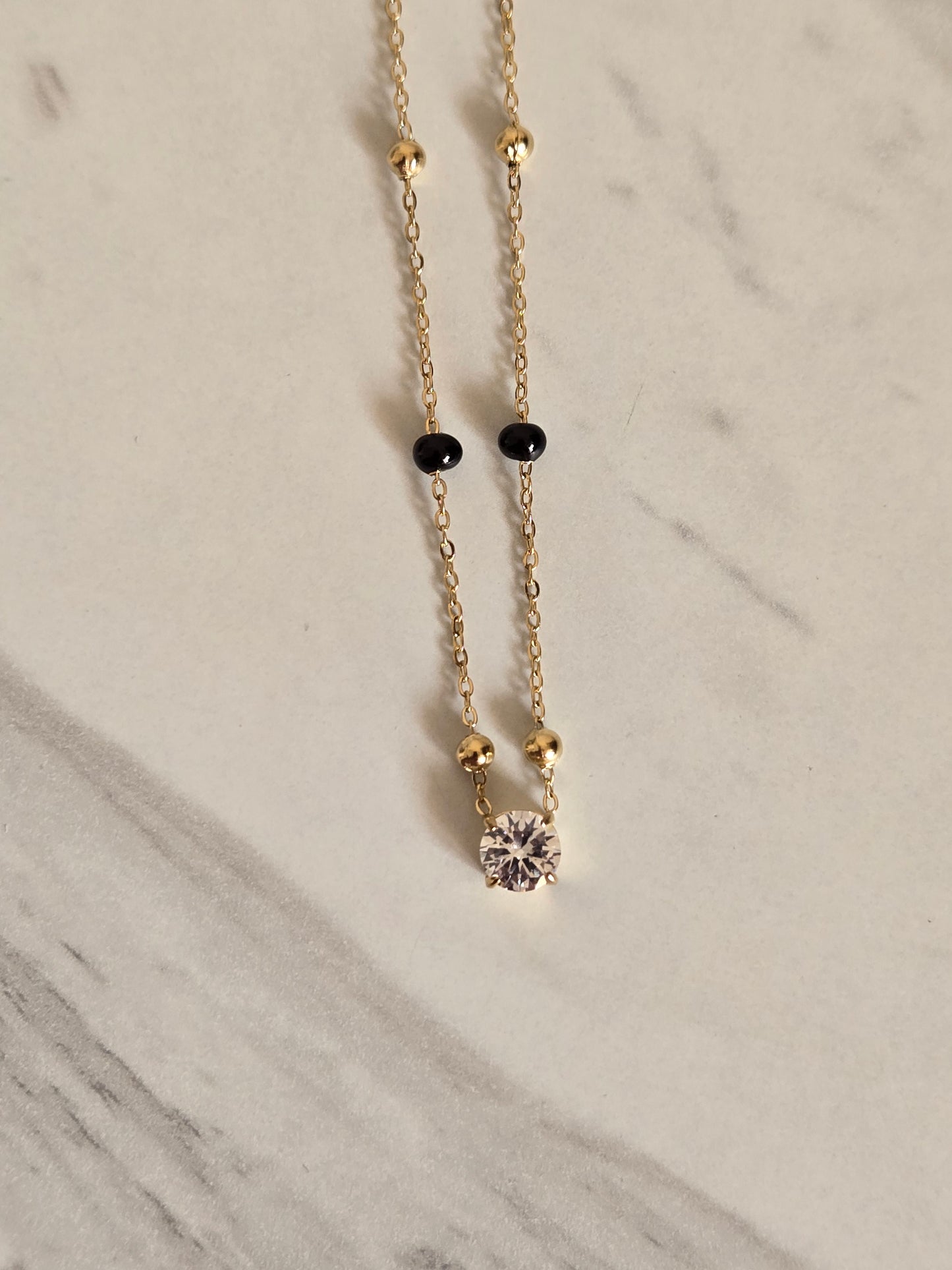 Midnight Spark Drop Mangalsutra Necklace (Gold)