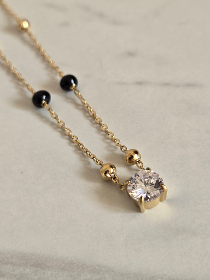 Midnight Spark Drop Mangalsutra Necklace (Gold)