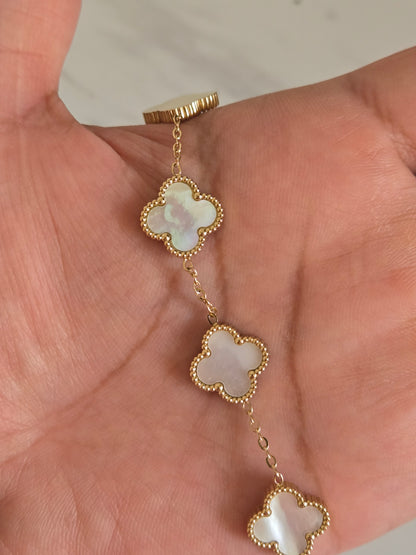 Ivory Clover Chain Bracelet (Gold)