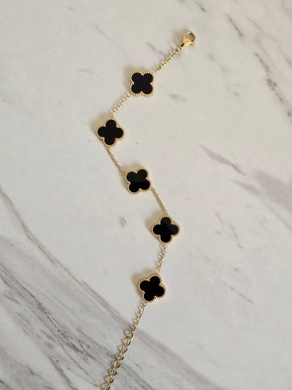 Midnight Clover Chain Bracelet (Gold)