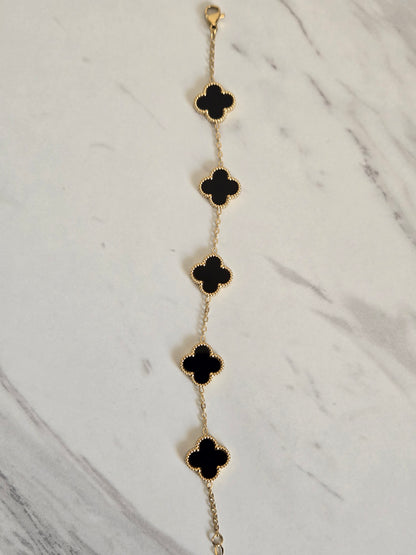 Midnight Clover Chain Bracelet (Gold)