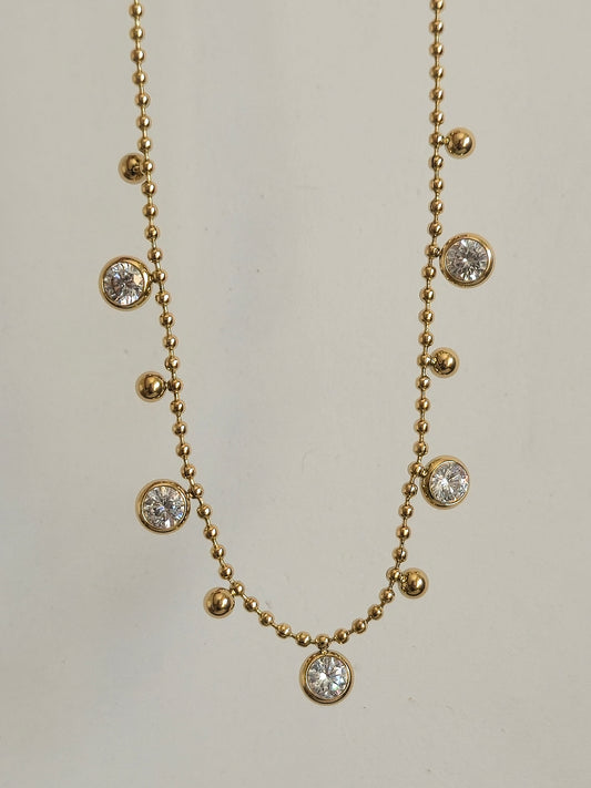 Celeste Drop Crystal Necklace (Gold)