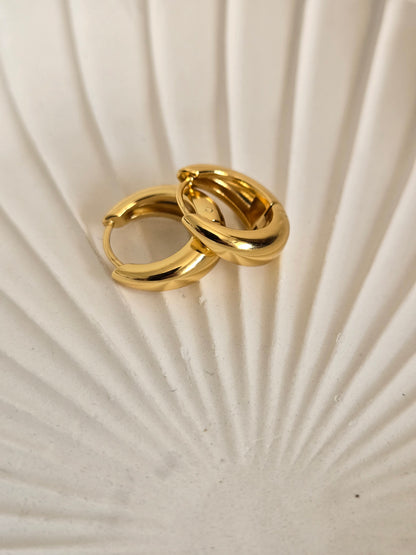 Polished Crescent Huggie Hoop Earrings Gold)