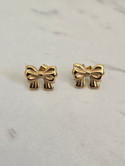Vintage Bow Studs Earrings (Gold)