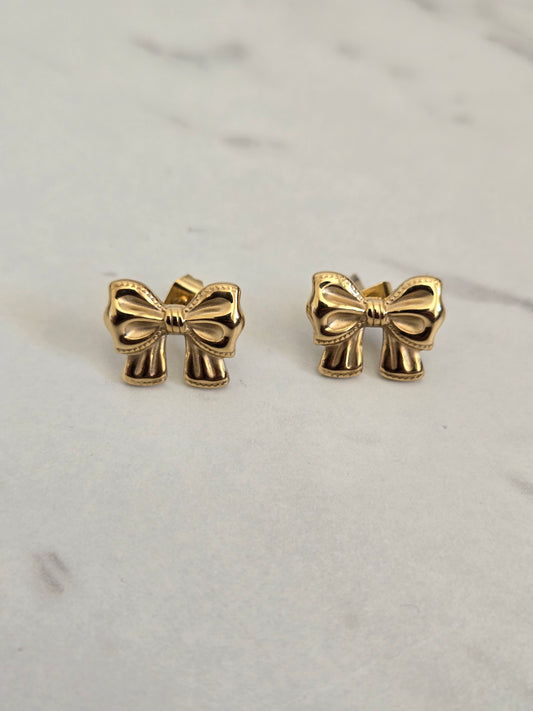 Vintage Bow Studs Earrings (Gold)