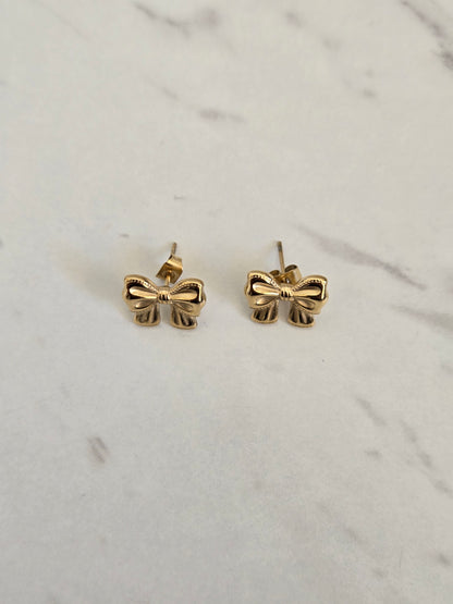 Vintage Bow Studs Earrings (Gold)