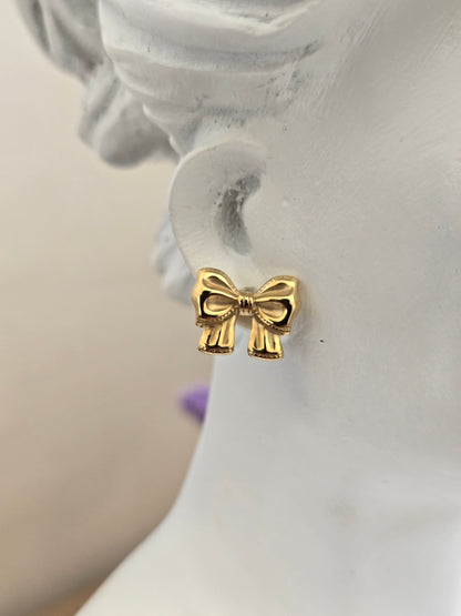 Vintage Bow Studs Earrings (Gold)