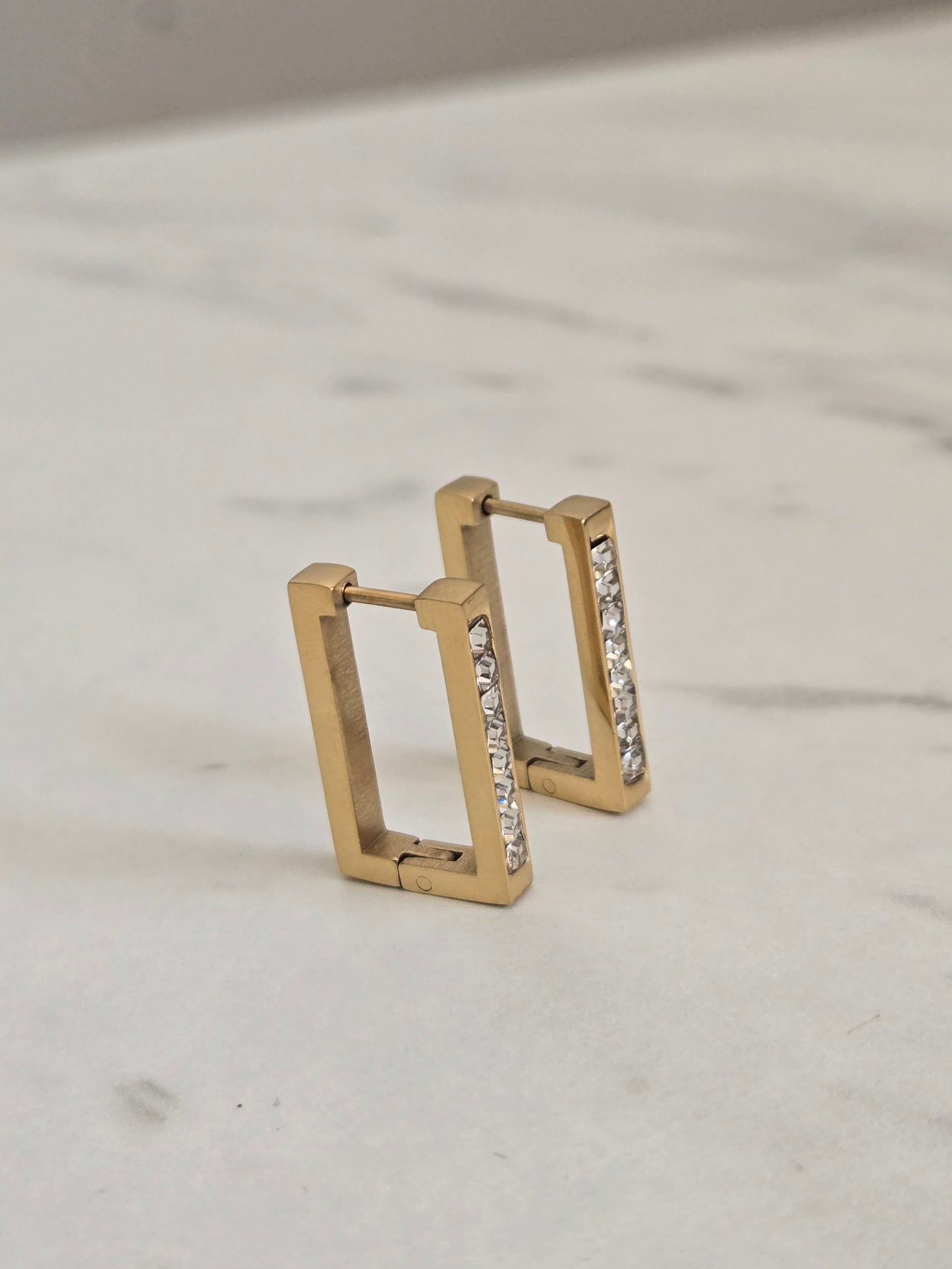 Luxe Geometric Baguette Earrings (Gold)
