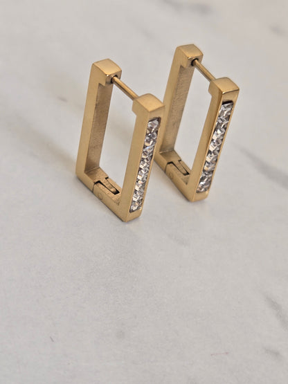 Luxe Geometric Baguette Earrings (Gold)