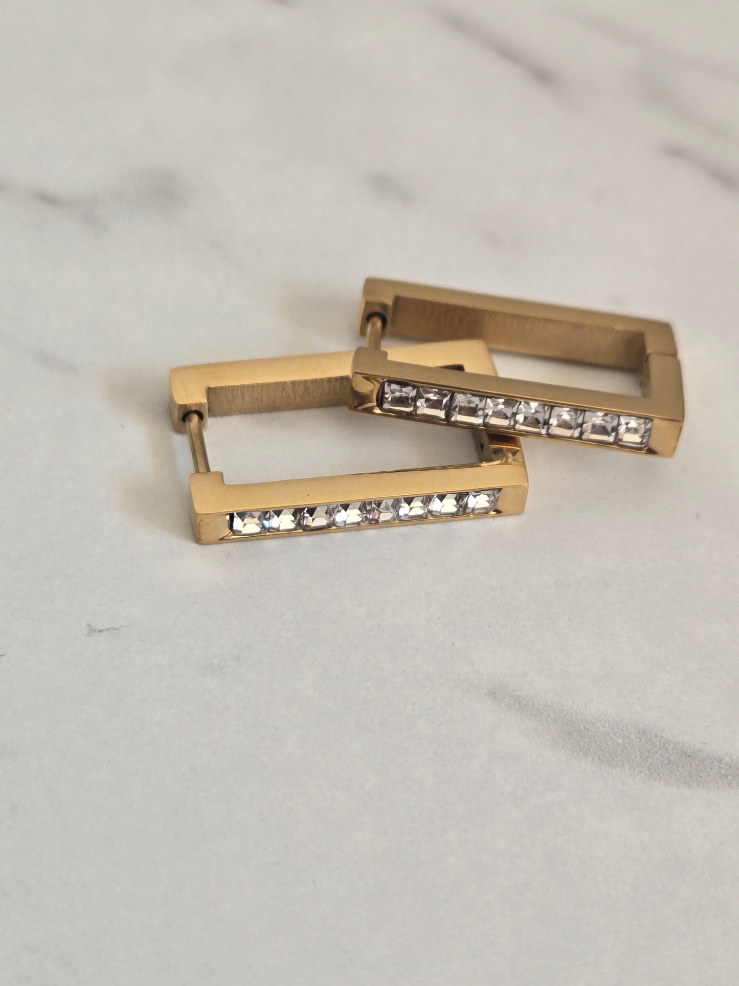 Luxe Geometric Baguette Earrings (Gold)