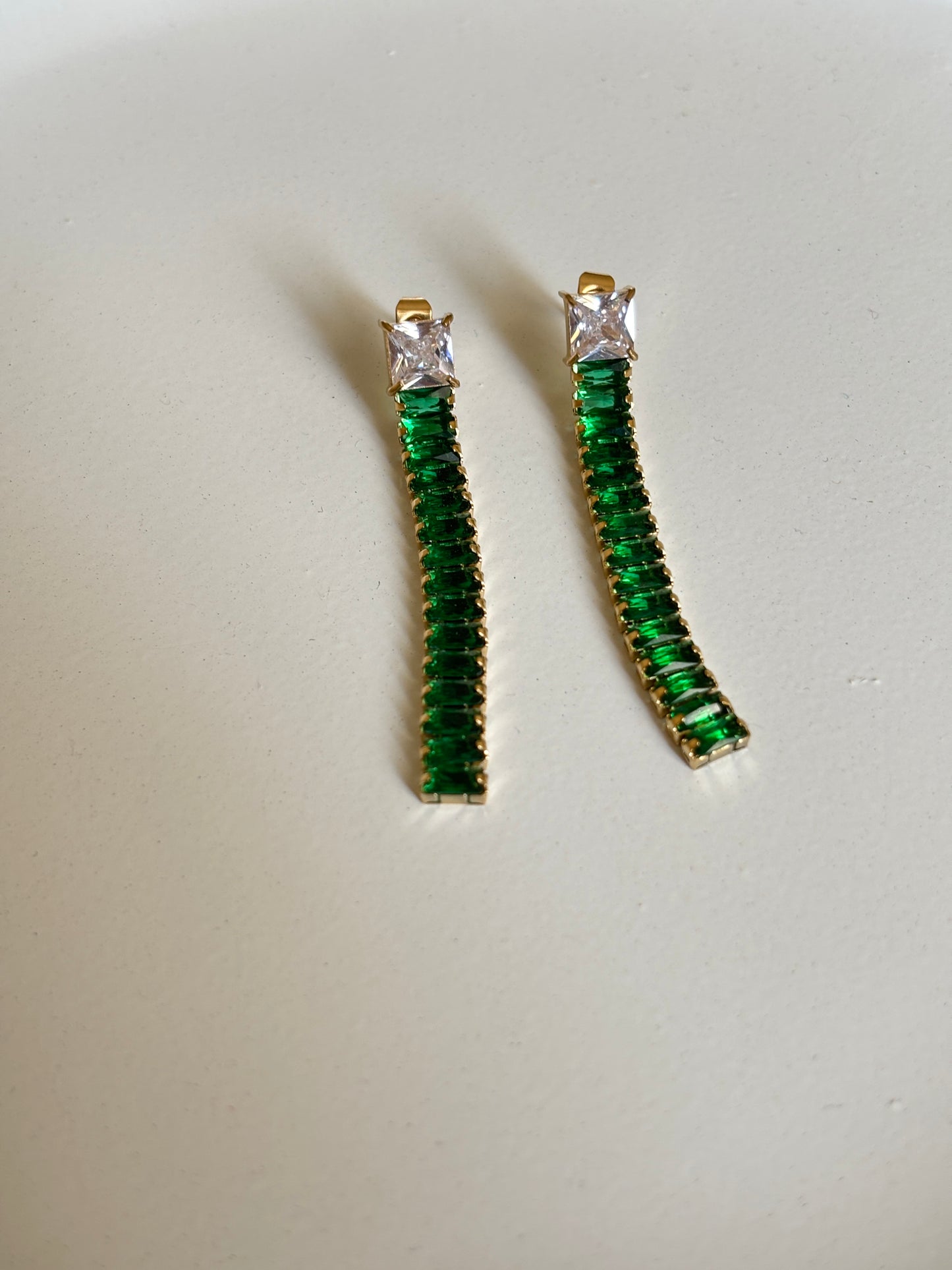 Emerald Tennis Earrings (Gold)