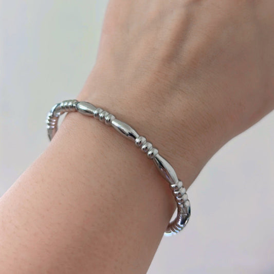 Sterling Silver Beaded Bangle Bracelet