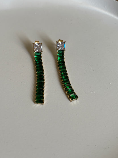 Emerald Tennis Earrings (Gold)