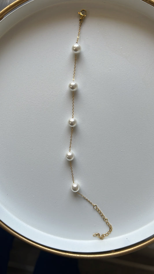 Pearl line Chain Bracelet (Gold)