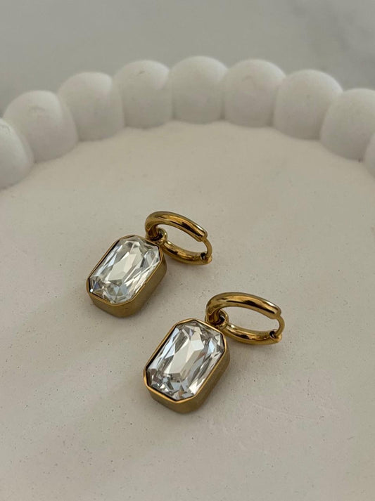 Golden Crystal Drop Earrings