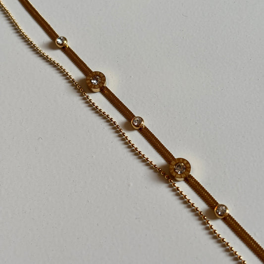 Roman Elegance Dual-Layer Chain Bracelet (Gold)