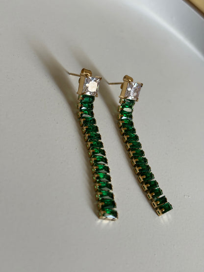 Emerald Tennis Earrings (Gold)