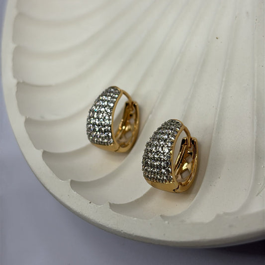 Pave Sparkle Hoop Earrings (Rose Gold)