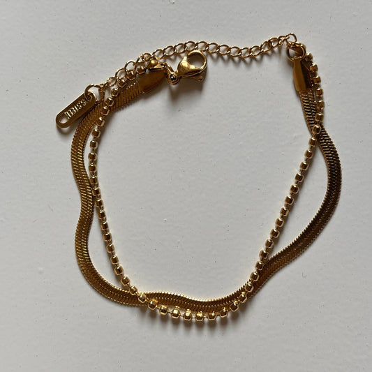 Tia Dual Texture Bracelet (Gold)