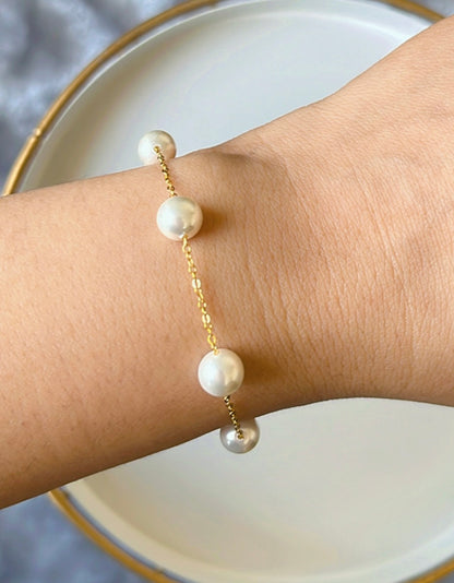 Pearl line Chain Bracelet (Gold)