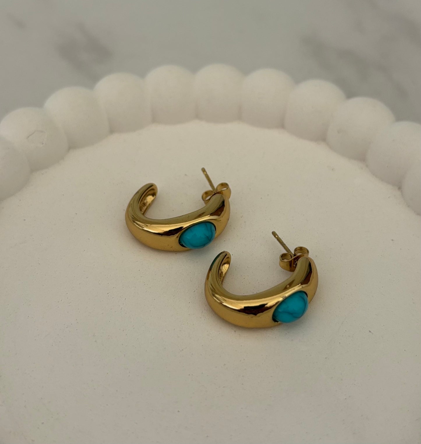 Azure Stone Earrings (Gold)